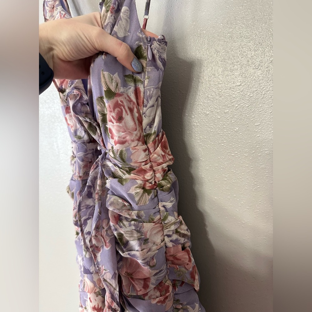 Free People ASTR The Label Kiana Floral Ruched Midi Dress Size XS - Picture 10 of 12